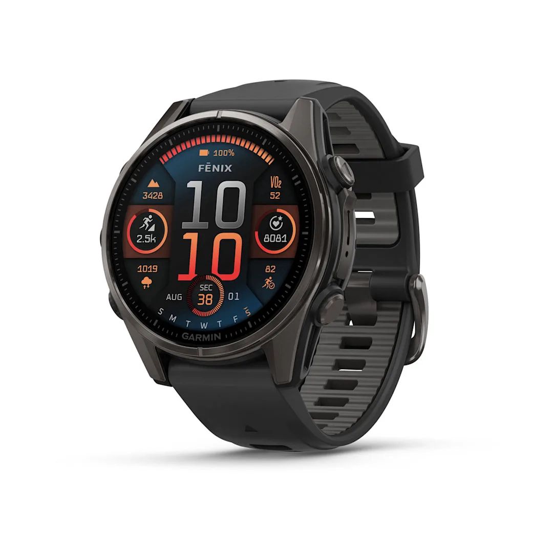 Garmin Fenix 8 AMOLED Sapphire 43 mm Carbon Gray DLC Titanium with Black/Pebble Gray Silicone Band