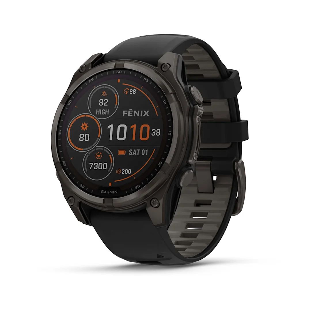 Garmin Fenix 8 Solar Sapphire 47 mm Sapphire Carbon grey DLC titanium with Black/pebble grey silicone band
