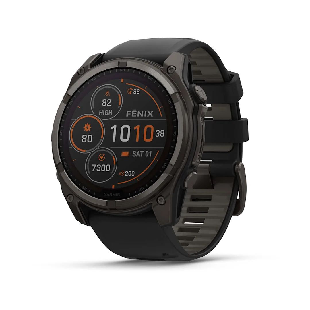 Garmin Fenix 8 Solar Sapphire 51 mm Sapphire Carbon grey DLC titanium with Black/pebble grey silicone band