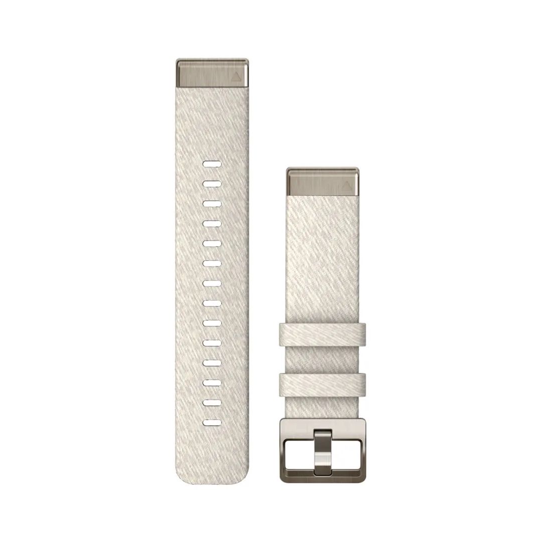 Garmin Fenix 7S Pro 20mm QuickFit Cream Heathered Nylon Band with Soft Gold Hardware