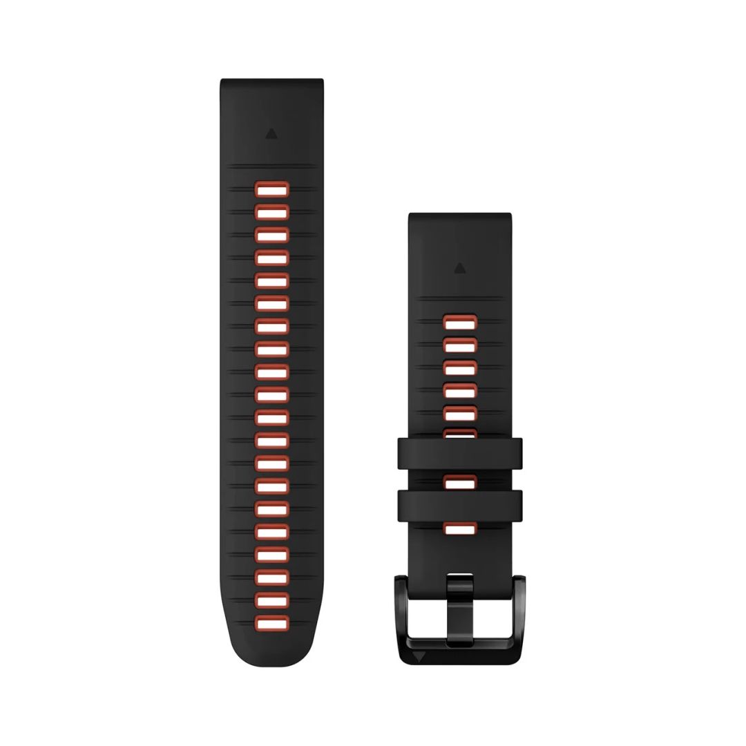 Garmin Fenix 7 Pro 22mm QuickFit Black/Flame Red Silicone Band