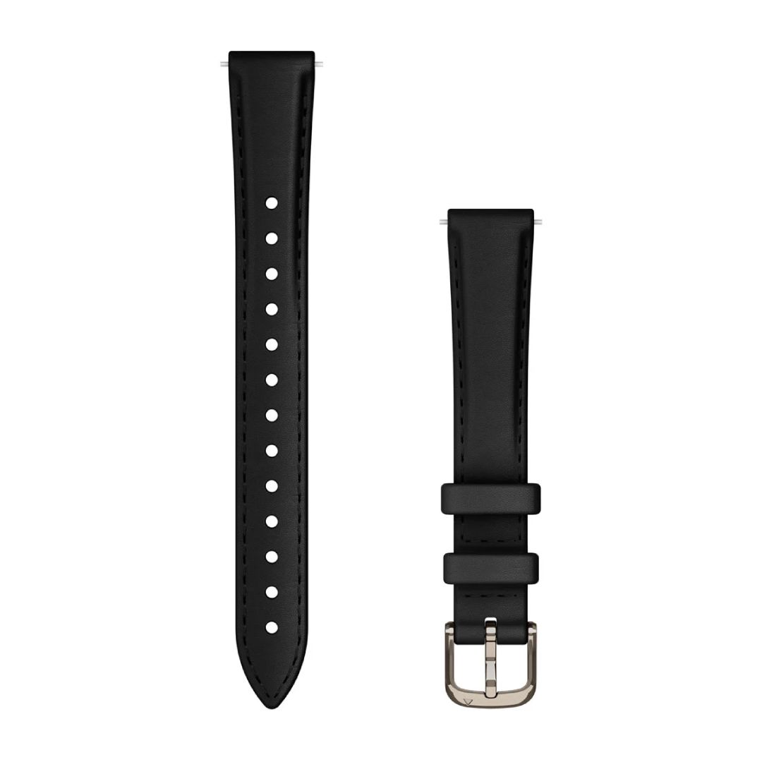 Garmin Lily 2 Quick Release (14 mm) Black Leather with Cream Gold Hardware