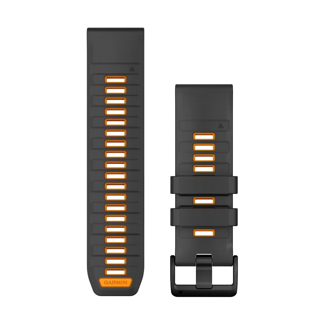 Garmin Fenix 8 QuickFit 26mm Watch Bands Graphite/Spark Orange Silicone