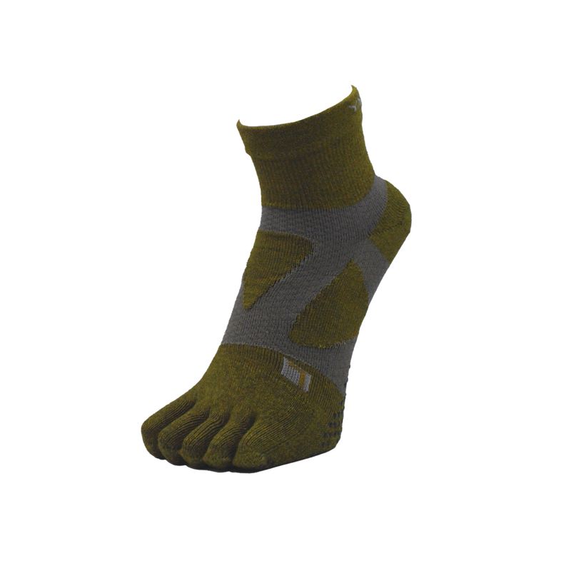 YAMAtune Spider Arch Middle 5Toe Anti-Slip Dots Heather Khaki ถุงเท้าแยกนิ้ว