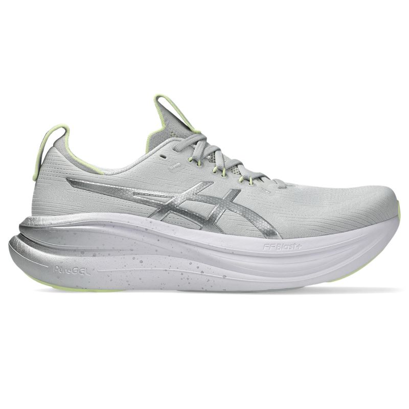 Asics Men's Gel-Nimbus 28 Platinum Platinum/Glow Green รองเท้าวิ่งผู้ชาย