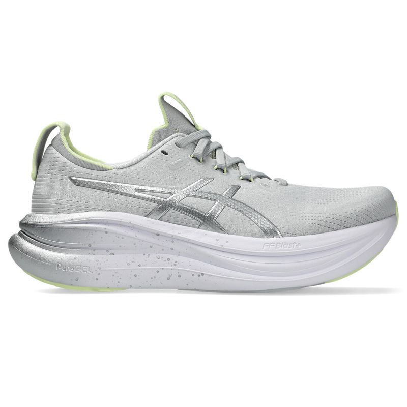 Asics Women's Gel-Nimbus 28 Platinum Platinum/Glow Green รองเท้าวิ่งผู้หญิง