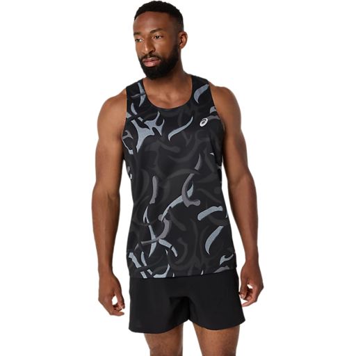 Asics Men's Road All Over Print Singlet Performance Black เสื้อกล้ามวิ่ง