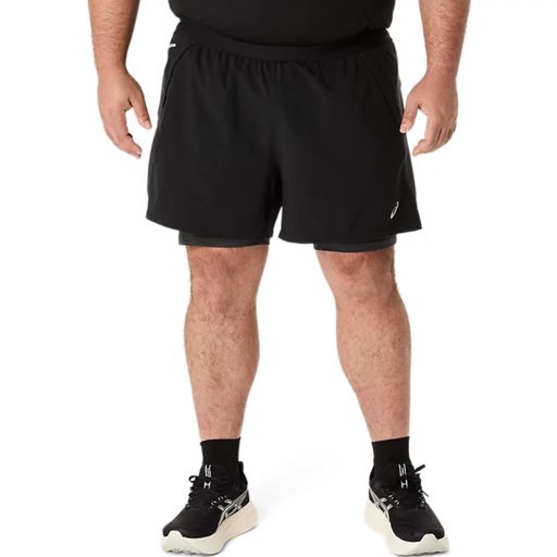 Asics Men's Road 2N1 5in Short Performance Black/Graphite Grey กางเกงวิ่งผู้ชาย
