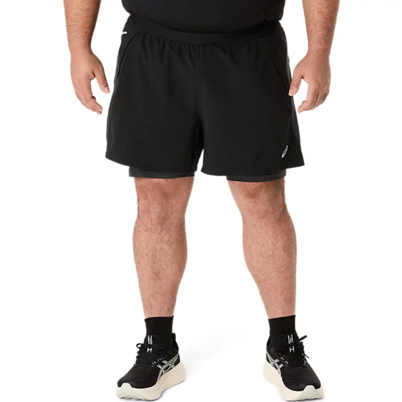 Asics Men's Road 2N1 5in Short Performance Black/Graphite Grey กางเกงวิ่งผู้ชาย