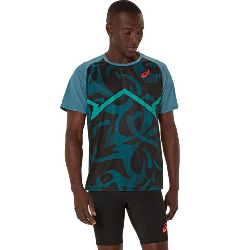 Asics Men's Light Knit Short Sleeve Top Atlantis Blue เสื้อวิ่งแขนสั้น