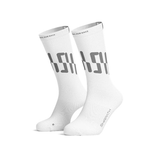Shrpath Running Socks - Crew Length White ถุงเท้าวิ่ง (ยาวคลุมข้อเท้า)