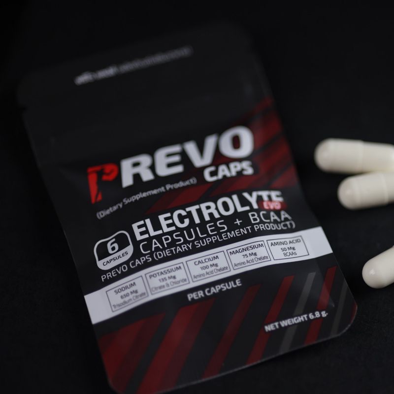 Prevo Caps Electolyte Evo Capsules + BCAA | ผลิตภัณฑ์เสริมอาหารเกลือแร่ชนิดแคปซูล ลดตะคริว ฟื้นฟูกล้ามเนื้อ