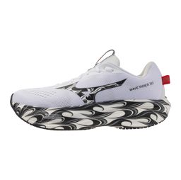 Mizuno Unisex Wave Rider 30 Disclosure White / Black / High Risk Red รองเท้าวิ่งผู้ชาย
