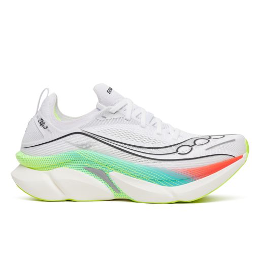 Saucony Unisex Endorphin Elite 3 White/Multi รองเท้าวิ่งมาราธอนมีแผ่นคาร์บอน