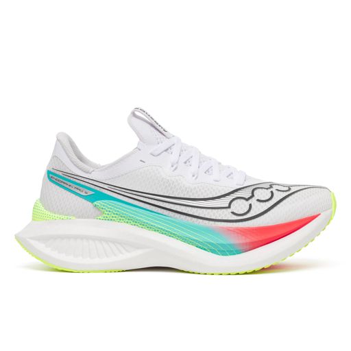 Saucony Women's Endorphin Pro 5 White/Multi รองเท้าวิ่งมาราธอนผู้หญิง มีแผ่นคาร์บอน