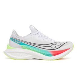 Saucony Men's Endorphin Pro 5 White/Multi รองเท้าวิ่งมาราธอน มีแผ่นคาร์บอน