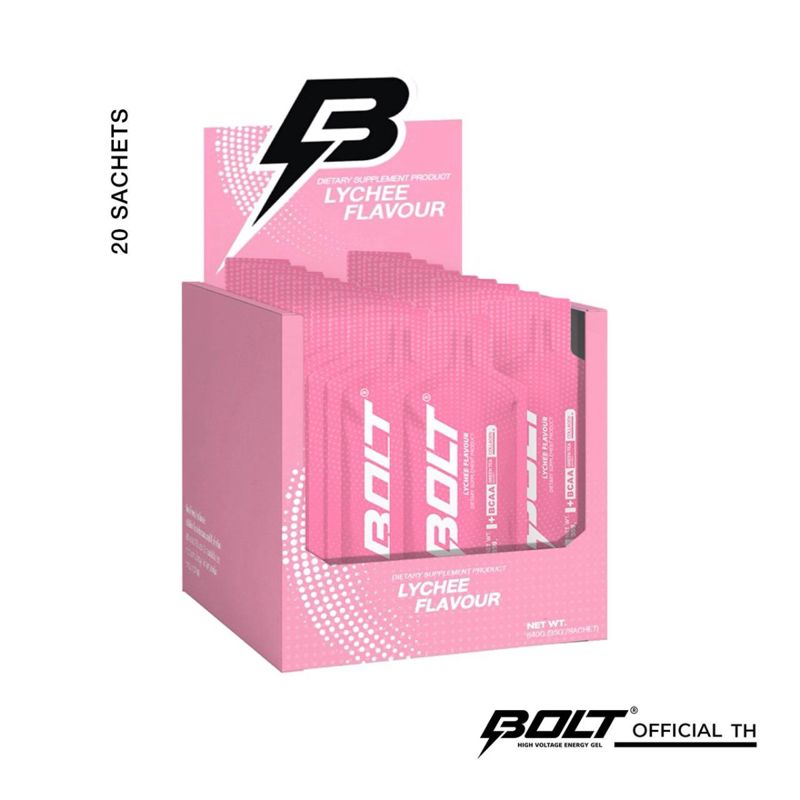 Bolt Energy Gel Lychee เจลพลังงานรสลิ้นจี่ 1 กล่องบรรจุ 20 ซอง