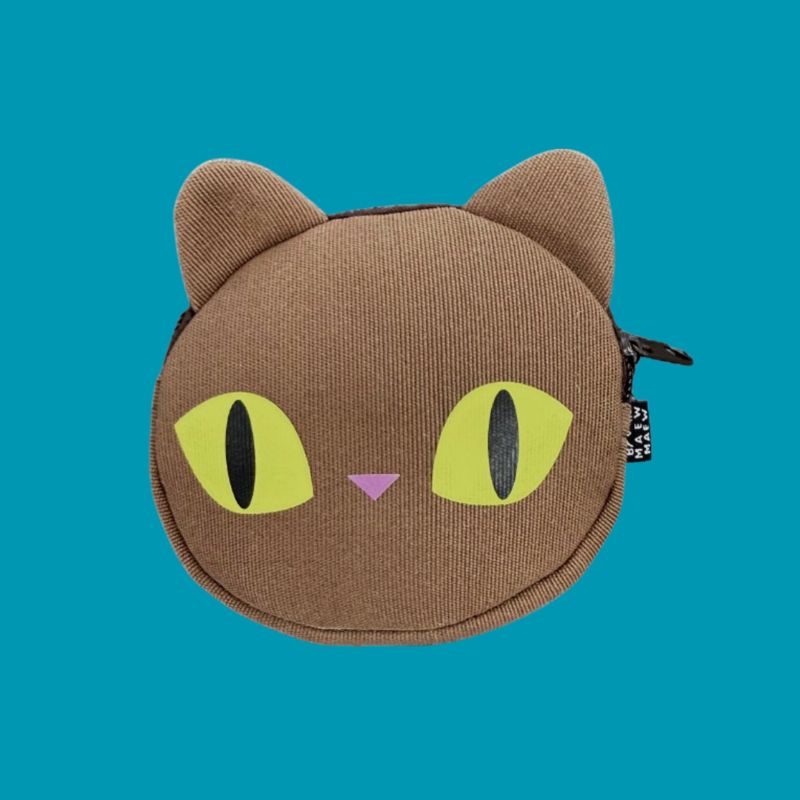Baan Maew Maew Cat Coin Pouch (Brown Cat) กระเป๋าใส่เหรียญลายแมว