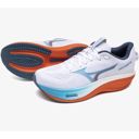 Mizuno Men's Wave Rider 30 2E White / Blue Jewel /Orange รองเท้าวิ่งผู้ชายทรงกว้าง (2E) 6