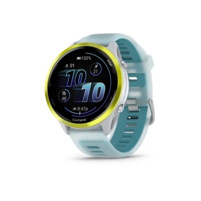 Garmin Forerunner 570 - 47mm Amp Yellow Aluminum with Translucent Whitestone/Turquoise Band นาฬิกาวิ่งอัจฉริยะ หน้าจอ AMOLED