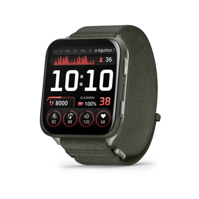 Garmin Venu X1 Moss with Titanium Caseback and Moss ComfortFit Nylon Band