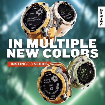 Garmin Instinct 3 Alpine Rush Collection นาฬิกา GPS สำหรับกิจกรรมผจญภัยและกีฬา ทนทาน กันน้ำ แบตเตอรี่อึด