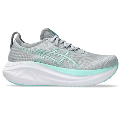 Asics Women's Gel-Nimbus 27 Wide Piedmont Grey/Illuminate Mint รองเท้าวิ่งผู้หญิงหน้ากว้าง