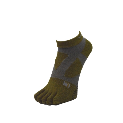 YAMAtune Spider Arch Short 5Toe Anti-Slip Dots Heather Khaki ถุงเท้าแยกนิ้ว