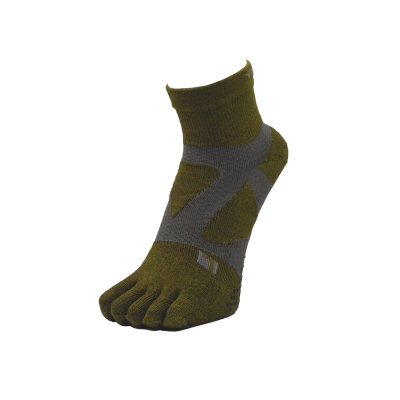YAMAtune Spider Arch Middle 5Toe Anti-Slip Dots Heather Khaki ถุงเท้าแยกนิ้ว