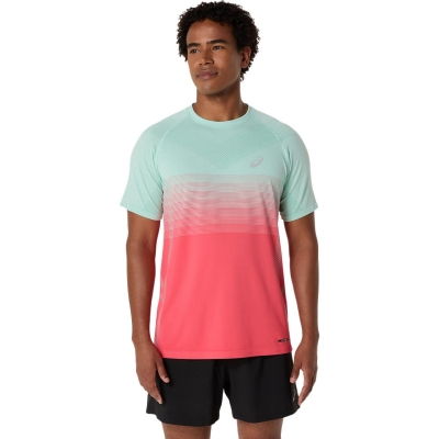 Asics Men's Seamless SS Top Coral Reef/Oasis Green เสื้อวิ่งผู้ชาย