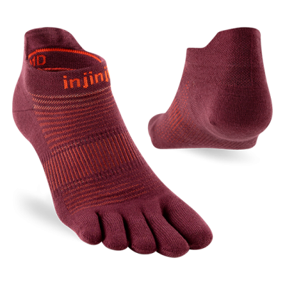 Injinji Run Lightweight No‑Show 2026 Mahogany ถุงเท้าแยกนิ้ว