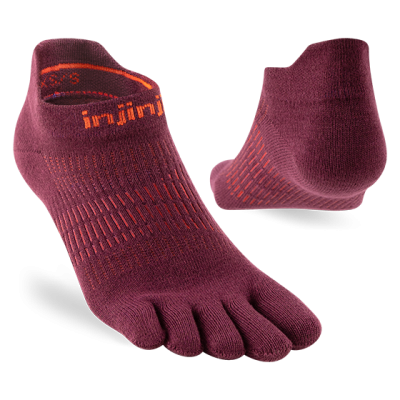 Injinji Women's Run Lightweight No‑Show 2026 Mahogany