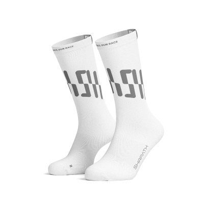Shrpath Running Socks - Crew Length White ถุงเท้าวิ่ง (ยาวคลุมข้อเท้า)