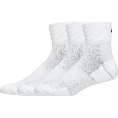 Asics Unisex Running Quarter 3P Brilliant White  | ถุงเท้าวิ่งข้อกลาง (แพ็ค 3 คู่)