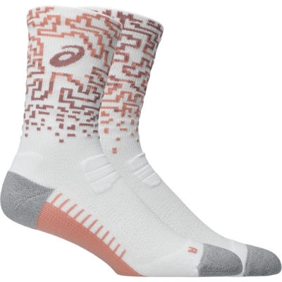 Asics Unisex Performance Run Sock Crew Brilliant White/Morganite/Pearl Pink ถุงเท้าวิ่ง