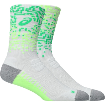 Asics Unisex Performance Run Sock Crew Brilliant White/Illum. Green/Vital Green ถุงเท้าวิ่ง