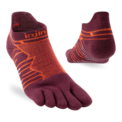 Injinji Ultra Run No‑Show Mahogany ถุงเท้าวิ่งเทรลระยะไกล
