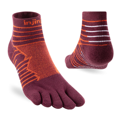 Injinji Ultra Run Mini‑Crew Mahogany ถุงเท้าวิ่งเทรลระยะไกล