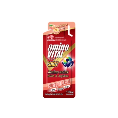 amino VITAL Peach Shot อะมิโน ไวทัล เจลพลังงานผสมกรดอะมิโนพร้อมทาน กลิ่นพีชพั้นซ์ 45 กรัม 1 ซอง