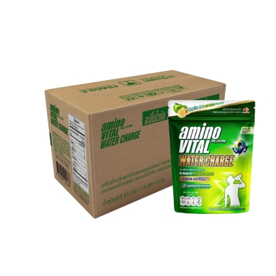 Amino Vital Water Charge Apple Lemon อะมิโนไวทัล วอเตอร์ชาร์จ เครื่องดื่มกลิ่นองุ่นผสมเกลือแร่และกรดอะมิโนชนิดผง X1 ลัง