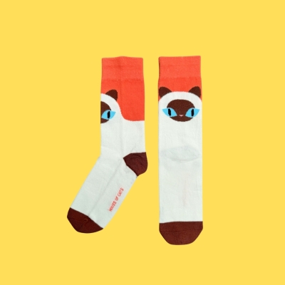 Baan Maew Maew Crew Socks - Cat Socks — Siamese Cat ถุงเท้าลายแมว