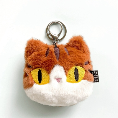 Baan Maew Maew Furry Cat Keychain - Brown Tabby Cat พวงกุญแจแมวขนฟู