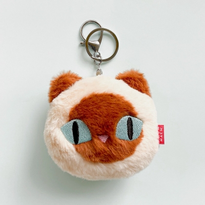 Baan Maew Maew Furry Cat Keychains - Siamese Cat พวงกุญแจแมวขนฟู
