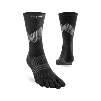 Injinji Run Lightweight Crew 2025 Black ถุงเท้าวิ่งแบบแยกนิ้ว