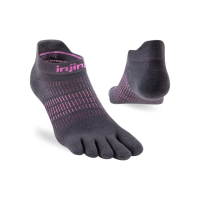 Injinji Women's Run Lightweight No-Show 2025 Charcoal ถุงเท้าวิ่งแบบแยกนิ้วสำหรับผู้หญิง