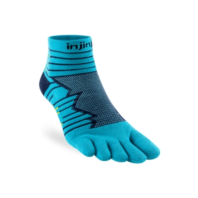 Injinji Ultra Run Mini-Crew Pacific Blue ถุงเท้าวิ่งสำหรับนักวิ่งระยะไกล