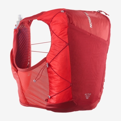 SALOMON ACTIVE SKIN 12 SET RED DAHLIA/HIGH RISK เป้น้ำความจุ 12L สำหรับวิ่งเทรลและวิ่งระยะไกล