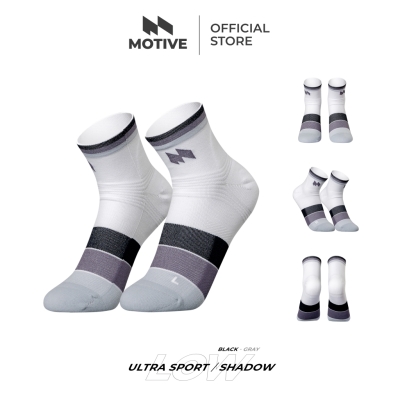 Motive Sock Ultra Sport Shadow Low Black Grey | ถุงเท้าวิ่งข้อสั้น