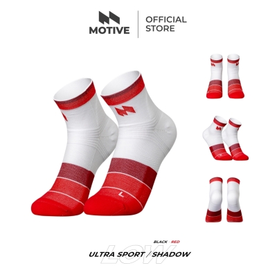 Motive Sock Ultra Sport Shadow Low Black Red | ถุงเท้าวิ่งข้อสั้น