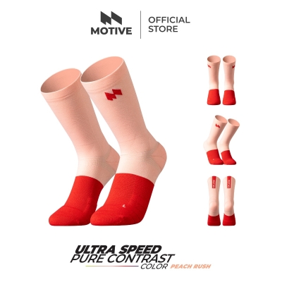 Motive Sock Ultra Speed Pure Contrast Color - Crew / Peach Rush (ถุงเท้าวิ่ง)